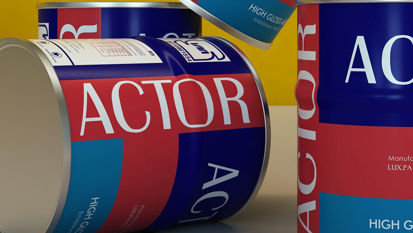 طراحی لیبل قوطی رنگ برند اترک